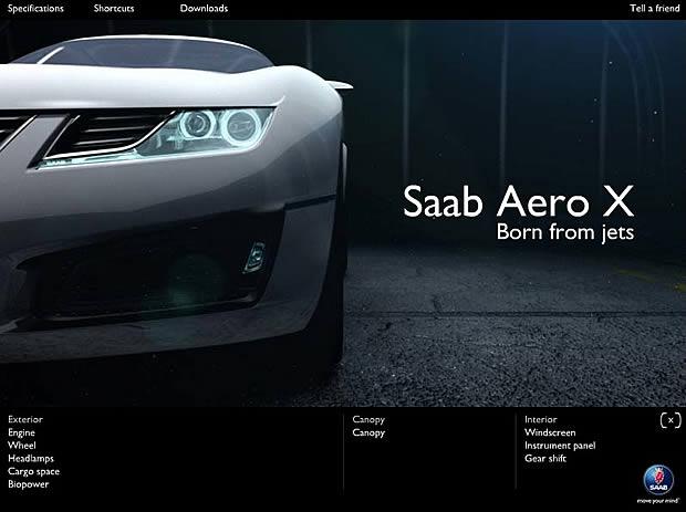 Filmato Flash di Saab per Aero X 